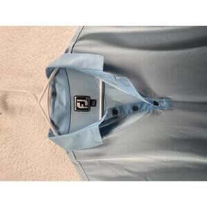 Footjoy FJ Golf Polo Athletic Fit Micro Stripe Blue White Mens Medium